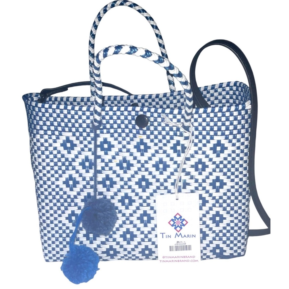 Tin Marin Woven Crossbody Artisan Bag Navy & White New with Tags 3 available